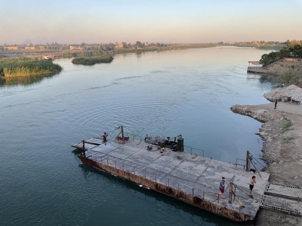 A barge on the Euphrates river in Deir ez-Zor, in Syria's far east.