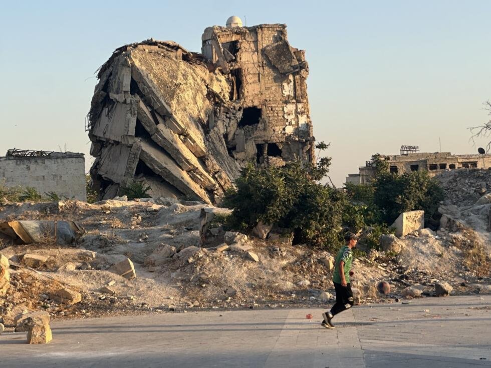 A collapsed building in Syria's Aleppo.